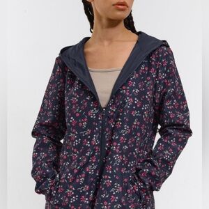 Springfield reversible Floral Navy polka dot windbreaker Jacket women's size M